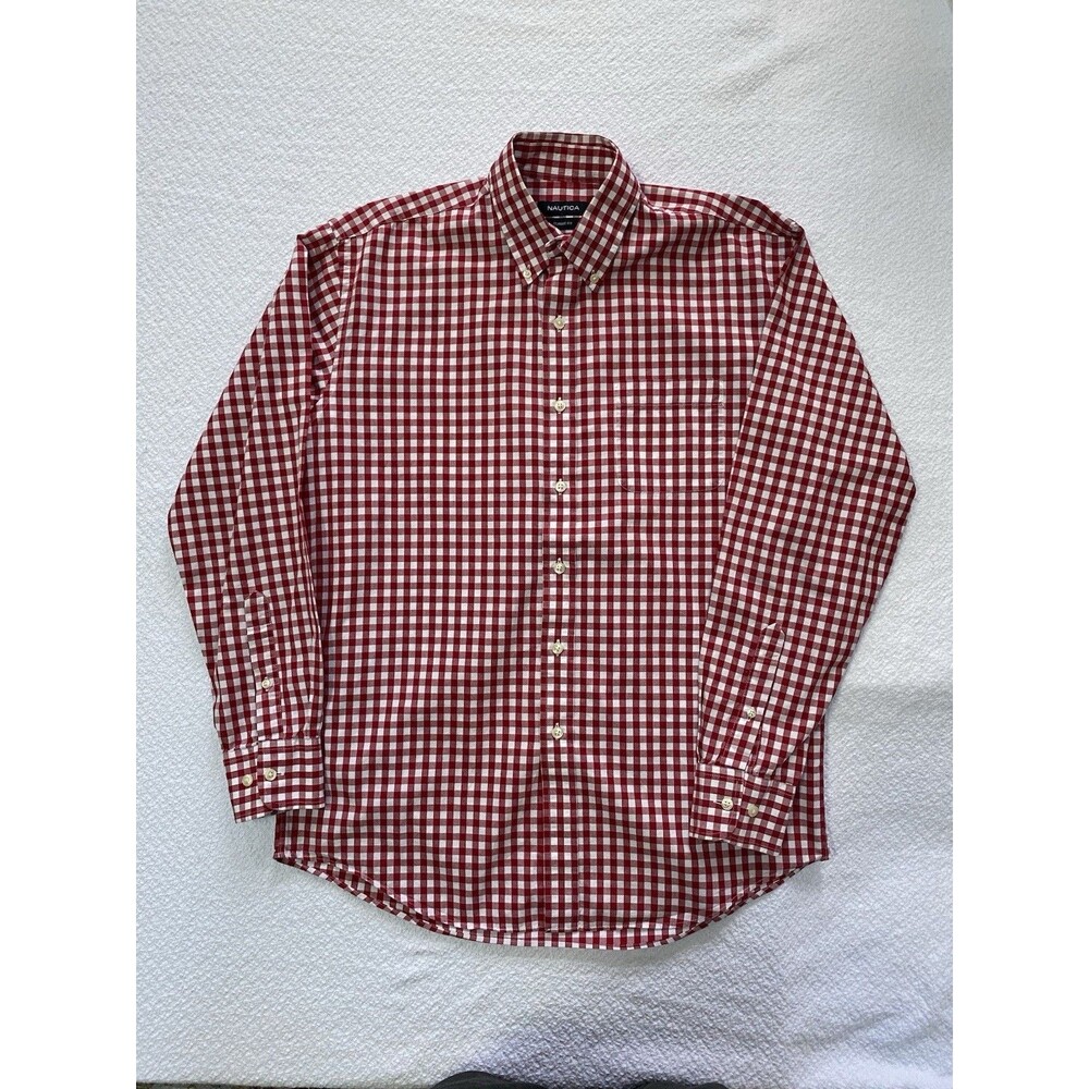 Nautica Men's Classic Fit Red Gingham Button Down 15.5 34/35